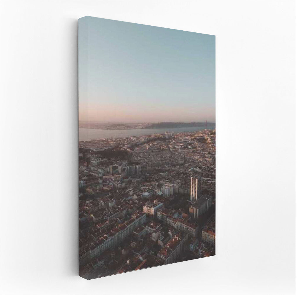 Lisbon Sunset Edges: City Skyline Silhouette