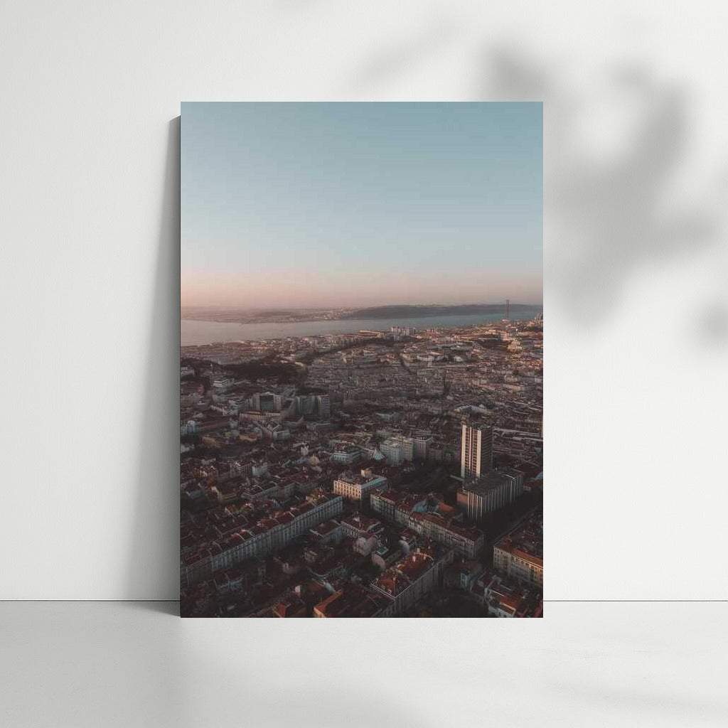 Lisbon Sunset Edges: City Skyline Silhouette