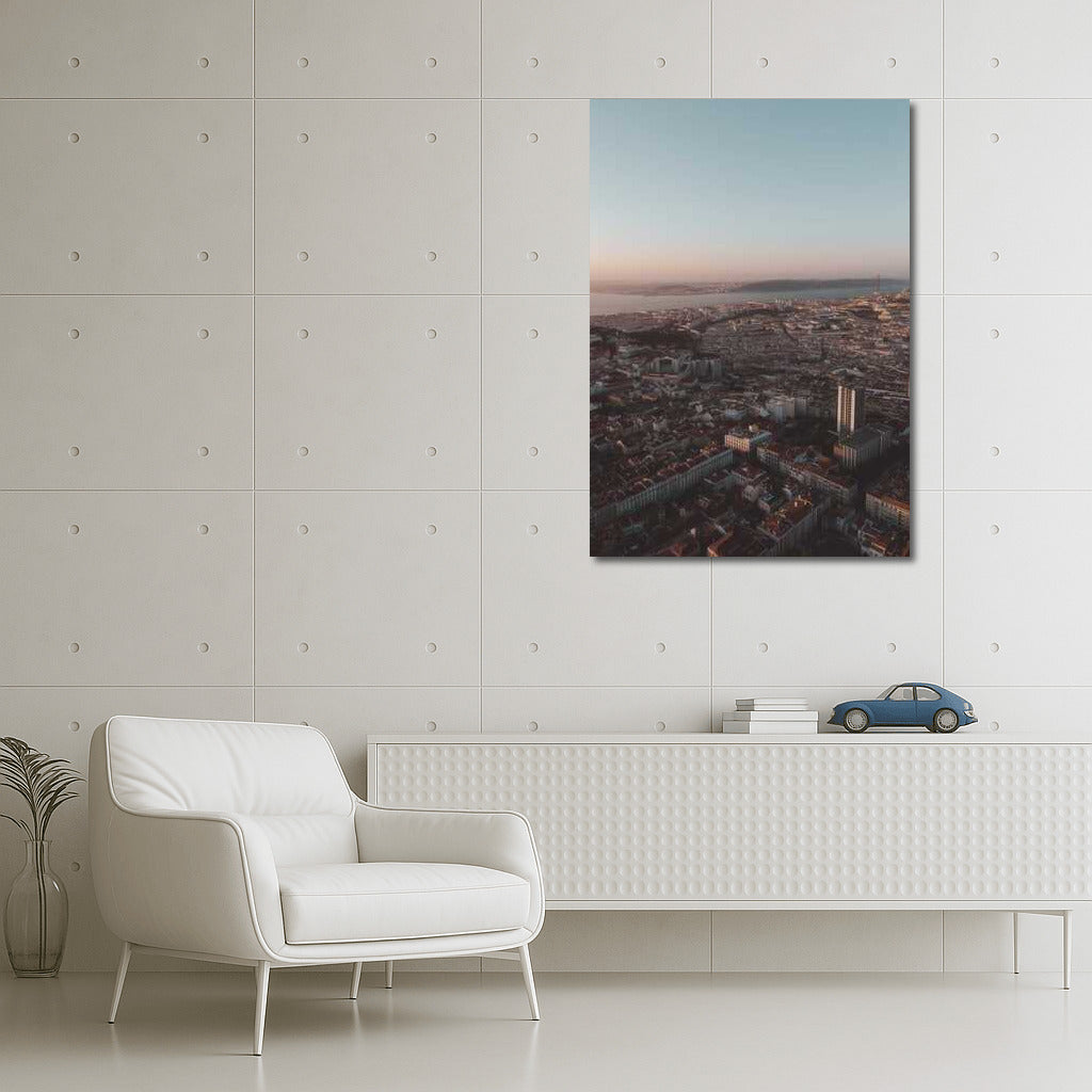 Lisbon Sunset Edges: City Skyline Silhouette