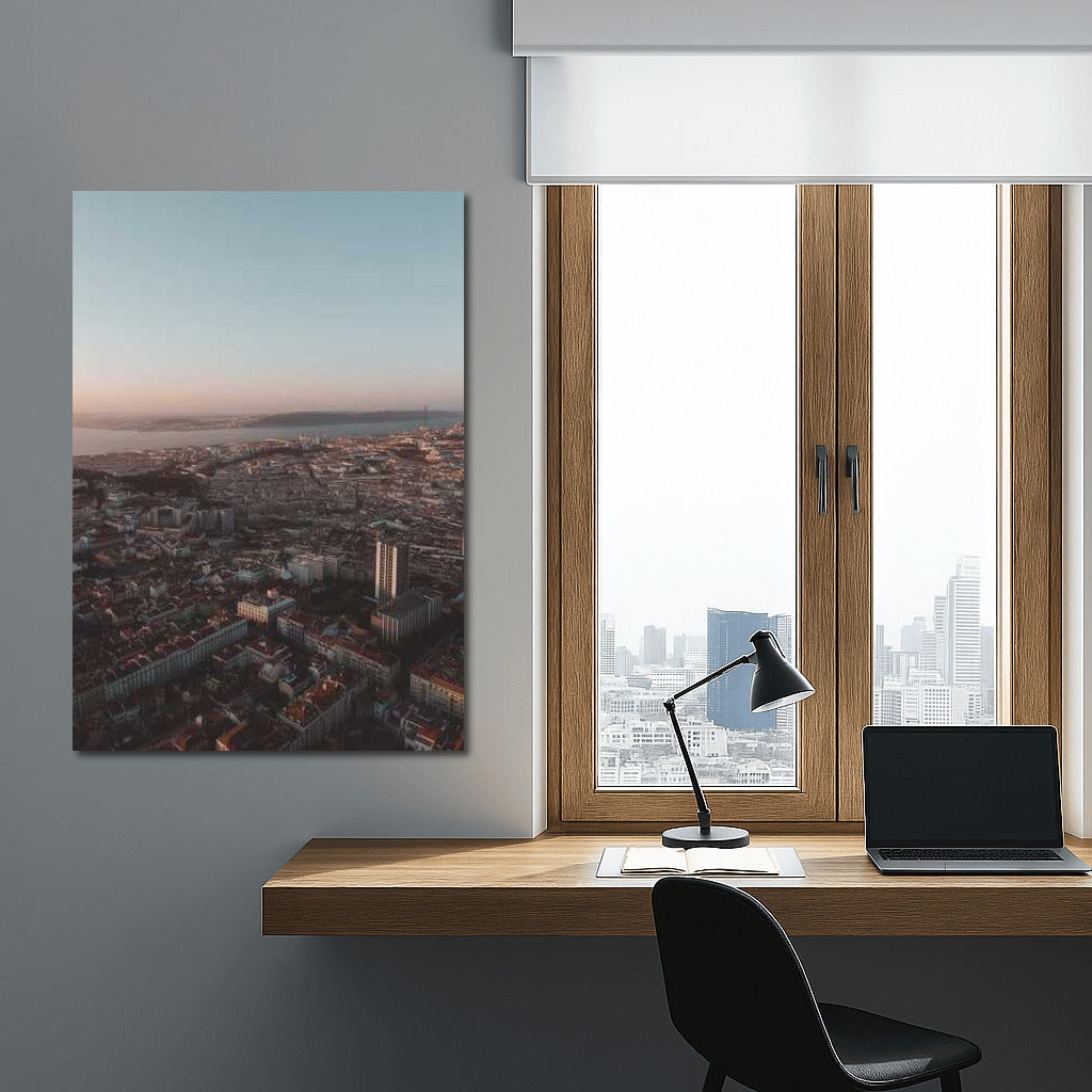 Lisbon Sunset Edges: City Skyline Silhouette