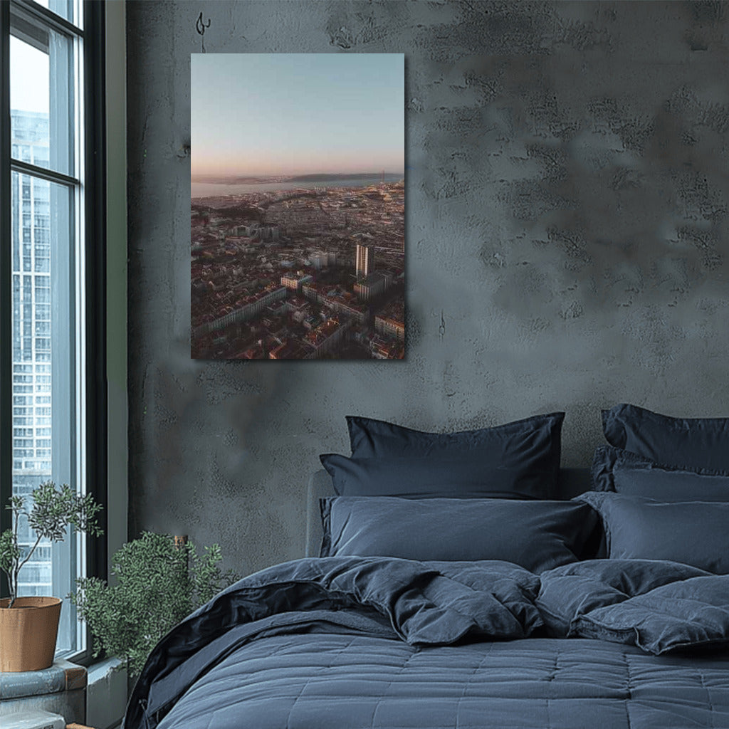 Lisbon Sunset Edges: City Skyline Silhouette