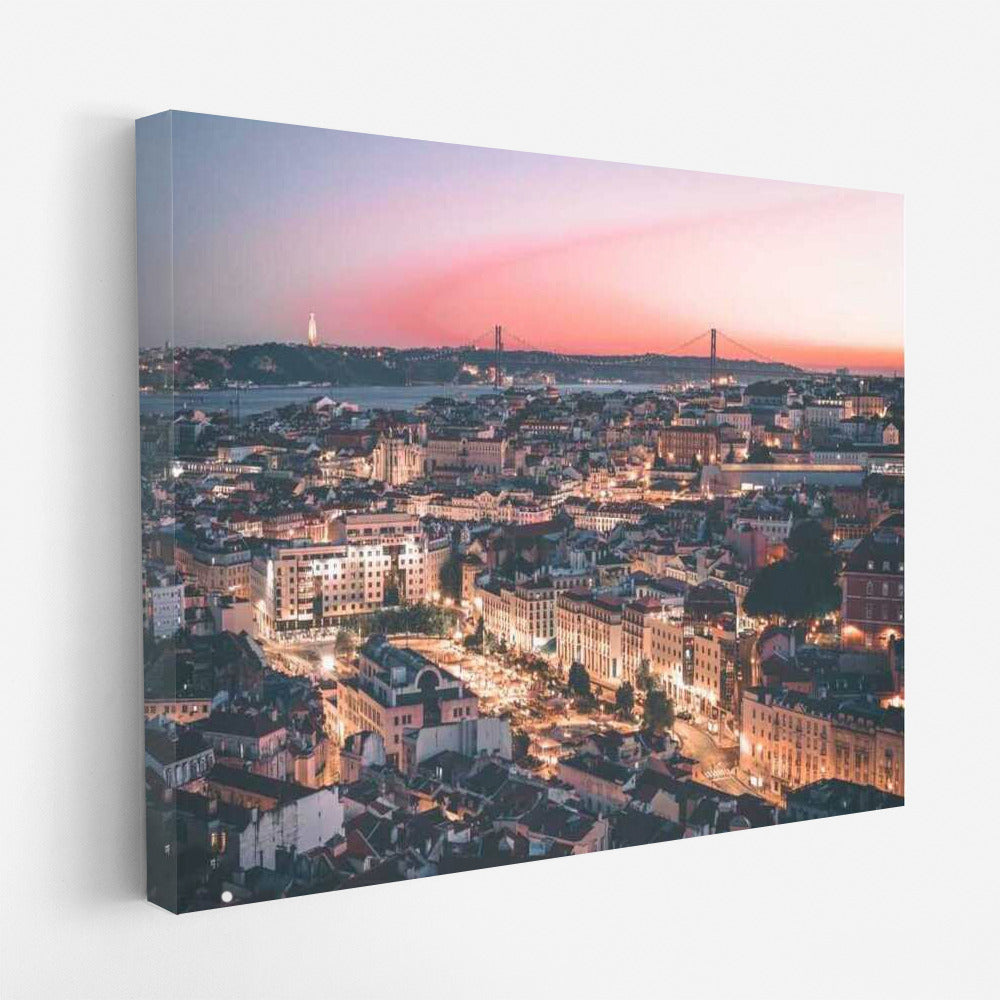 Sunset Dance of Lights: Lisbon Evening Panorama