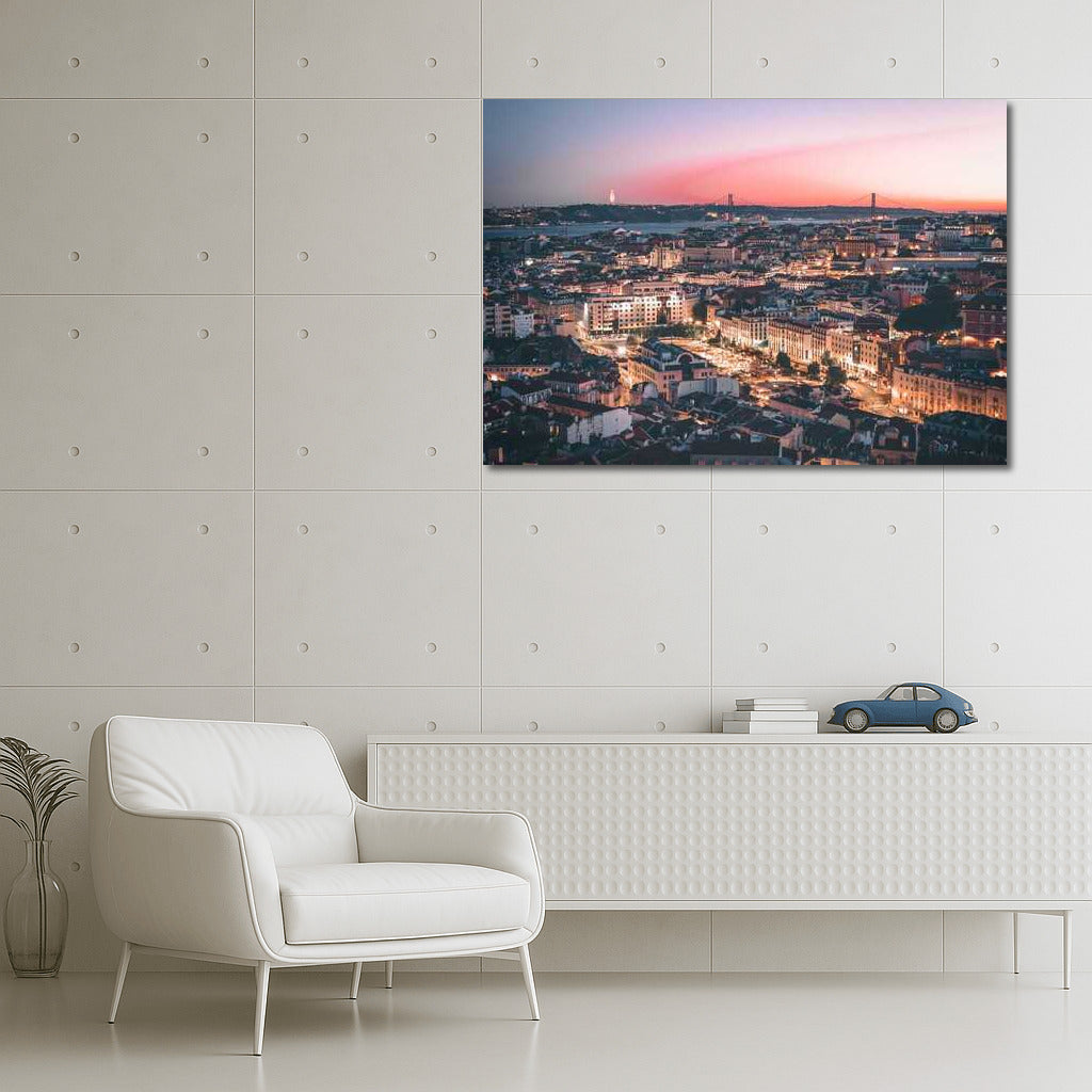 Sunset Dance of Lights: Lisbon Evening Panorama