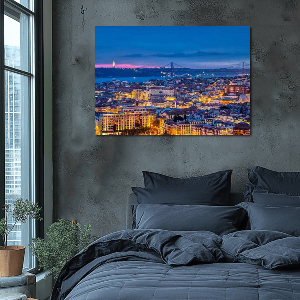Lisbon Sunset Skyline: Warmth and Light