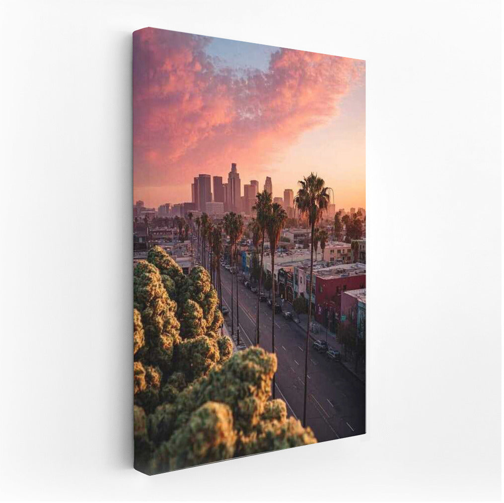 Los Angeles Sunset Charm: City Lights Skylines