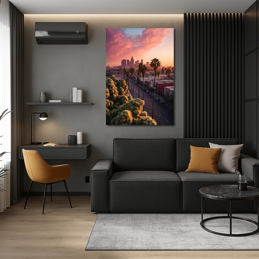 Los Angeles Sunset Charm: City Lights Skylines