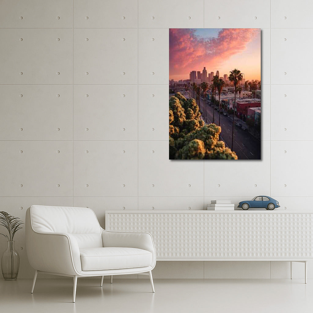 Los Angeles Sunset Charm: City Lights Skylines