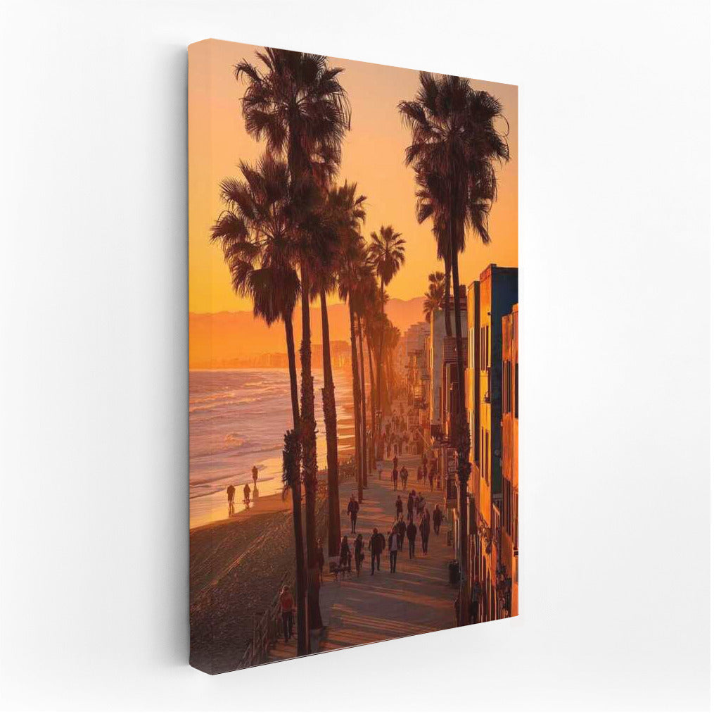 Los Angeles Sunset Lights: Palm Tree Silhouettes and Cityscapes
