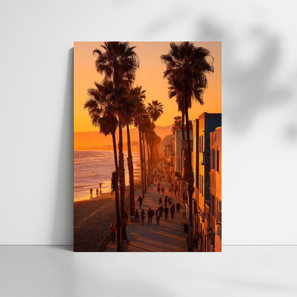 Los Angeles Sunset Lights: Palm Tree Silhouettes and Cityscapes