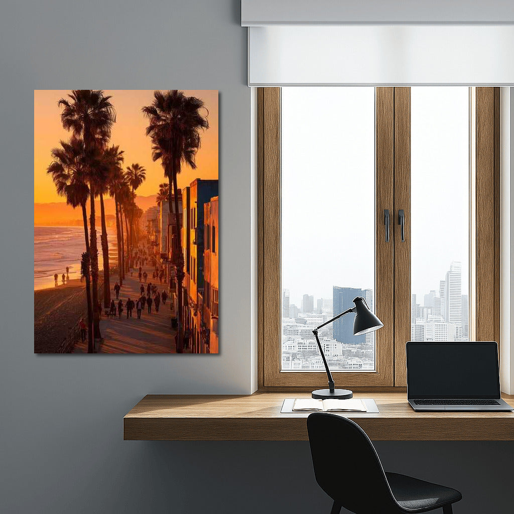 Los Angeles Sunset Lights: Palm Tree Silhouettes and Cityscapes
