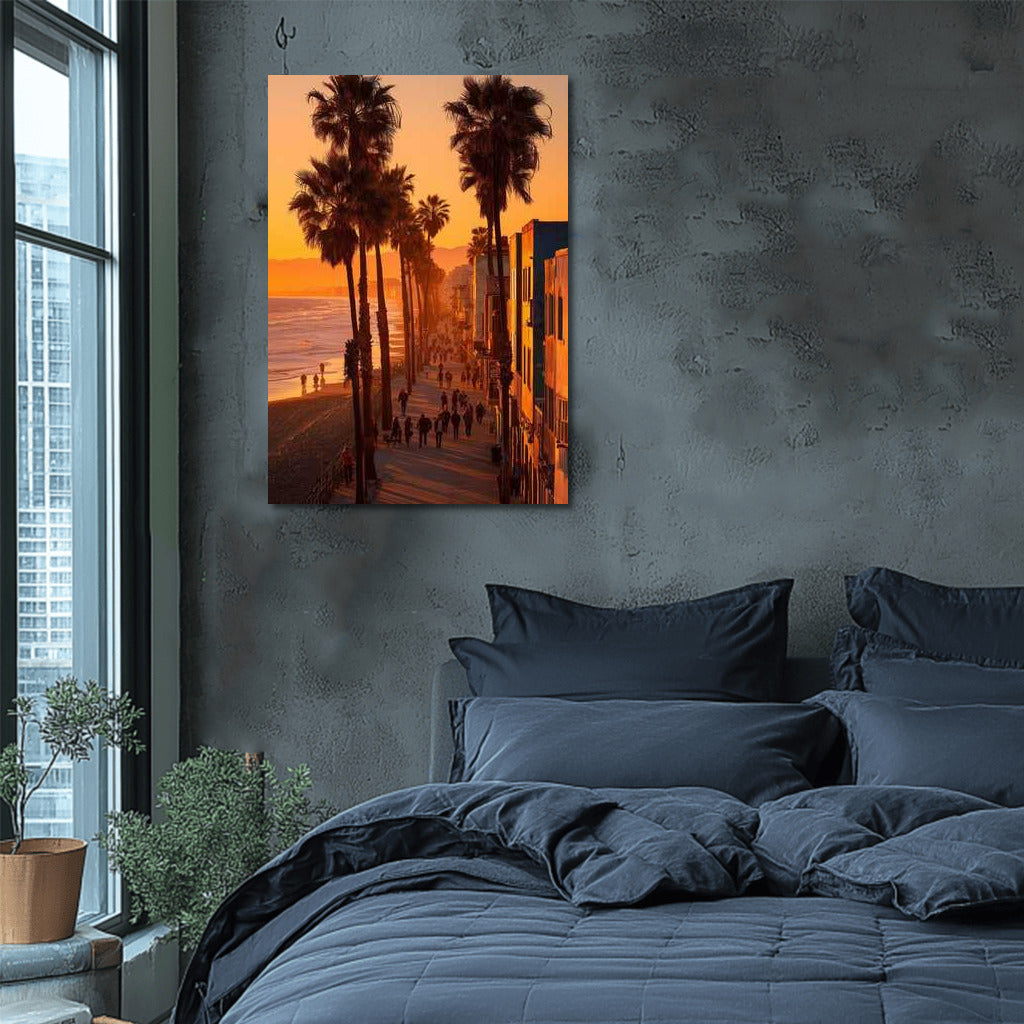 Los Angeles Sunset Lights: Palm Tree Silhouettes and Cityscapes