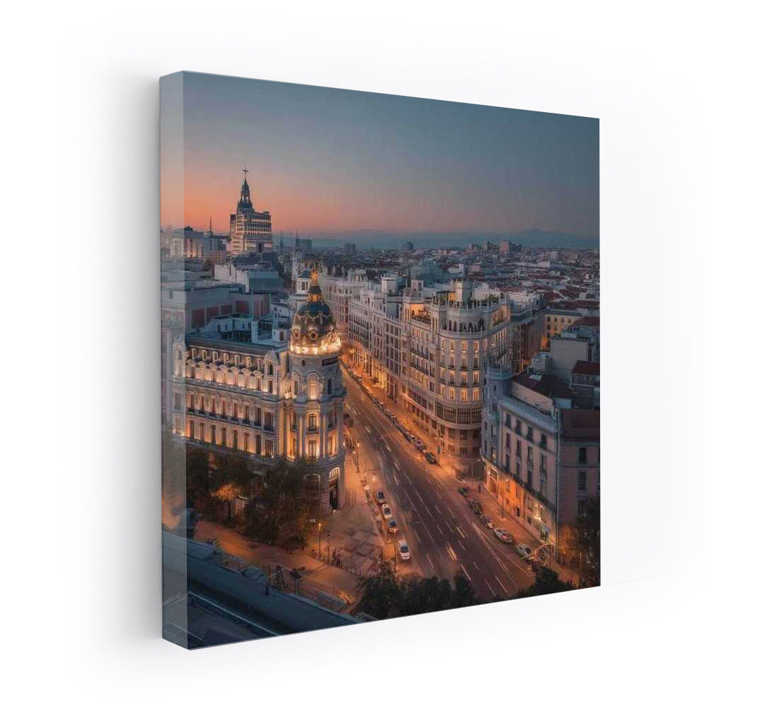 Evening Lights of Madrid: Cityscape