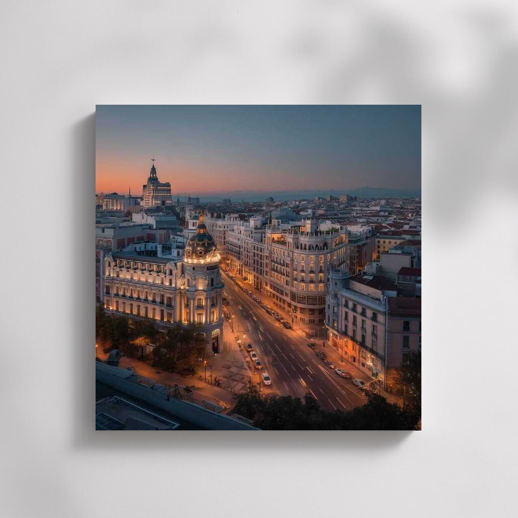 Evening Lights of Madrid: Cityscape