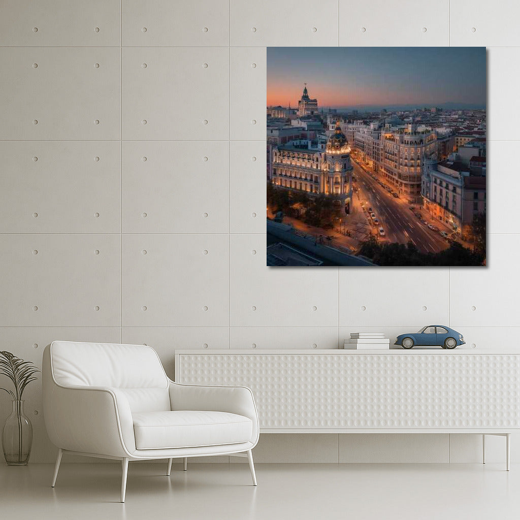 Evening Lights of Madrid: Cityscape