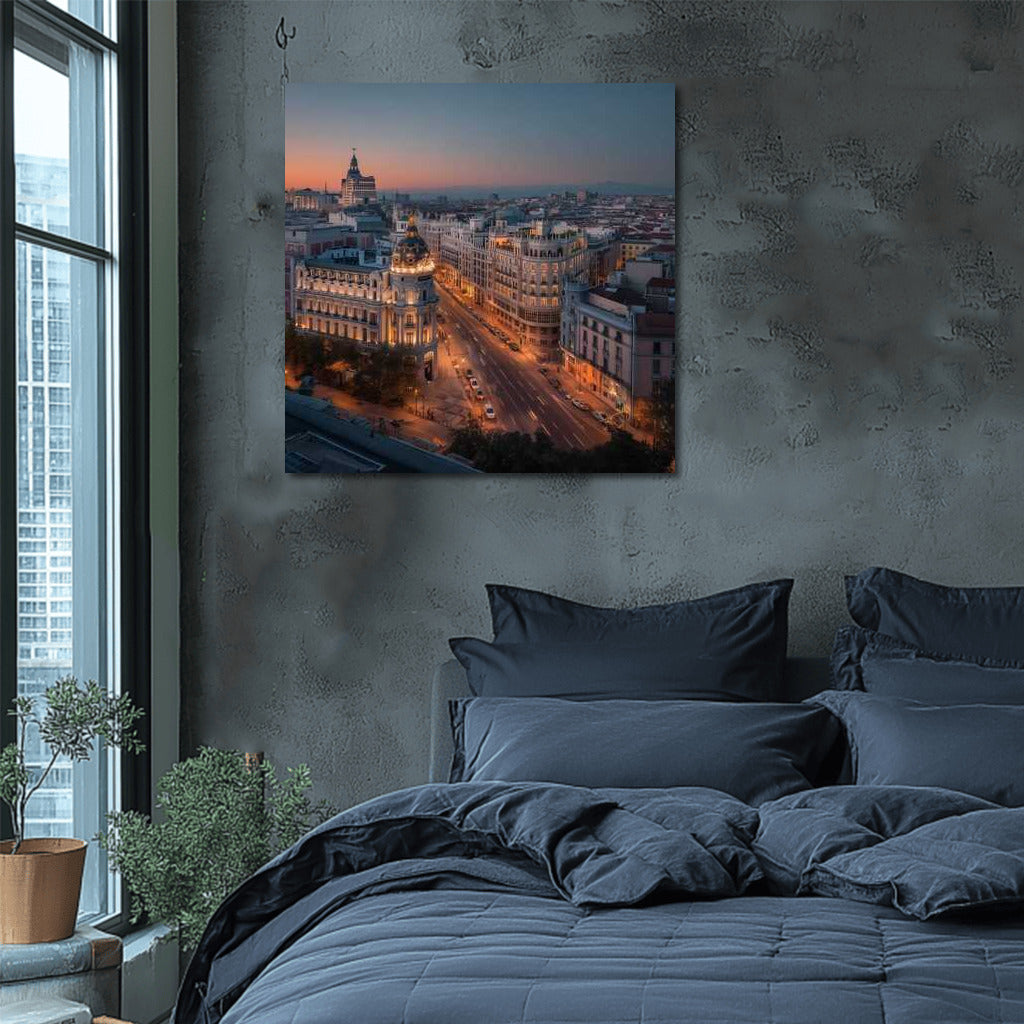 Evening Lights of Madrid: Cityscape