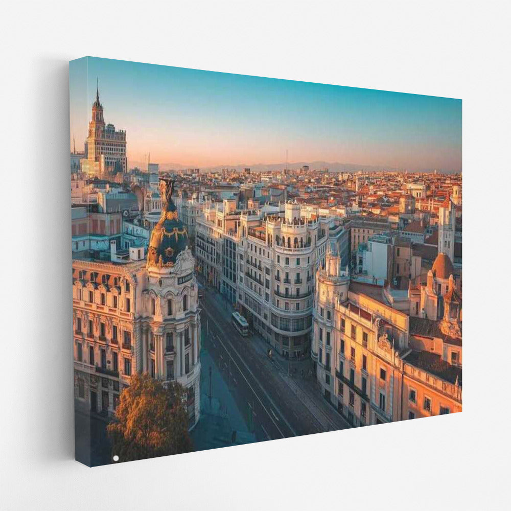 Sunset Charm of Madrid: Cityscape of Spain