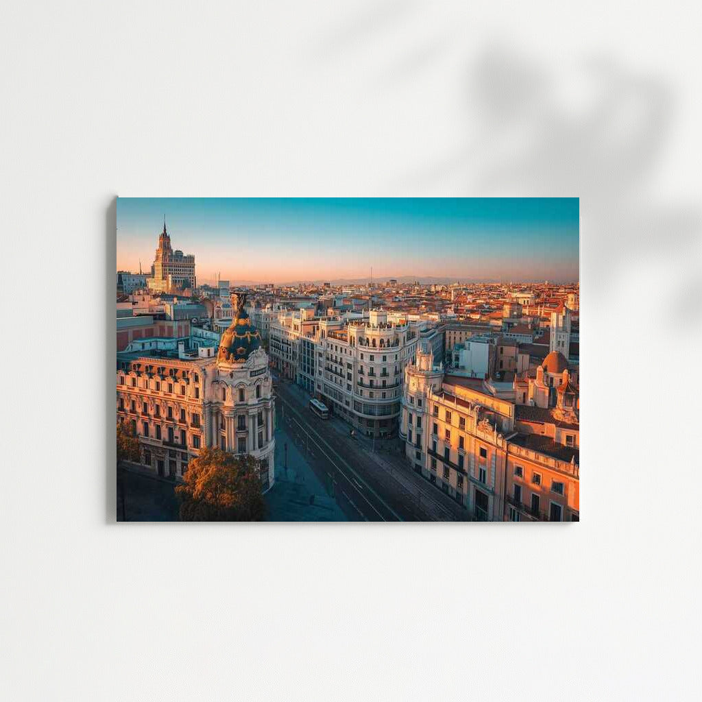 Sunset Charm of Madrid: Cityscape of Spain