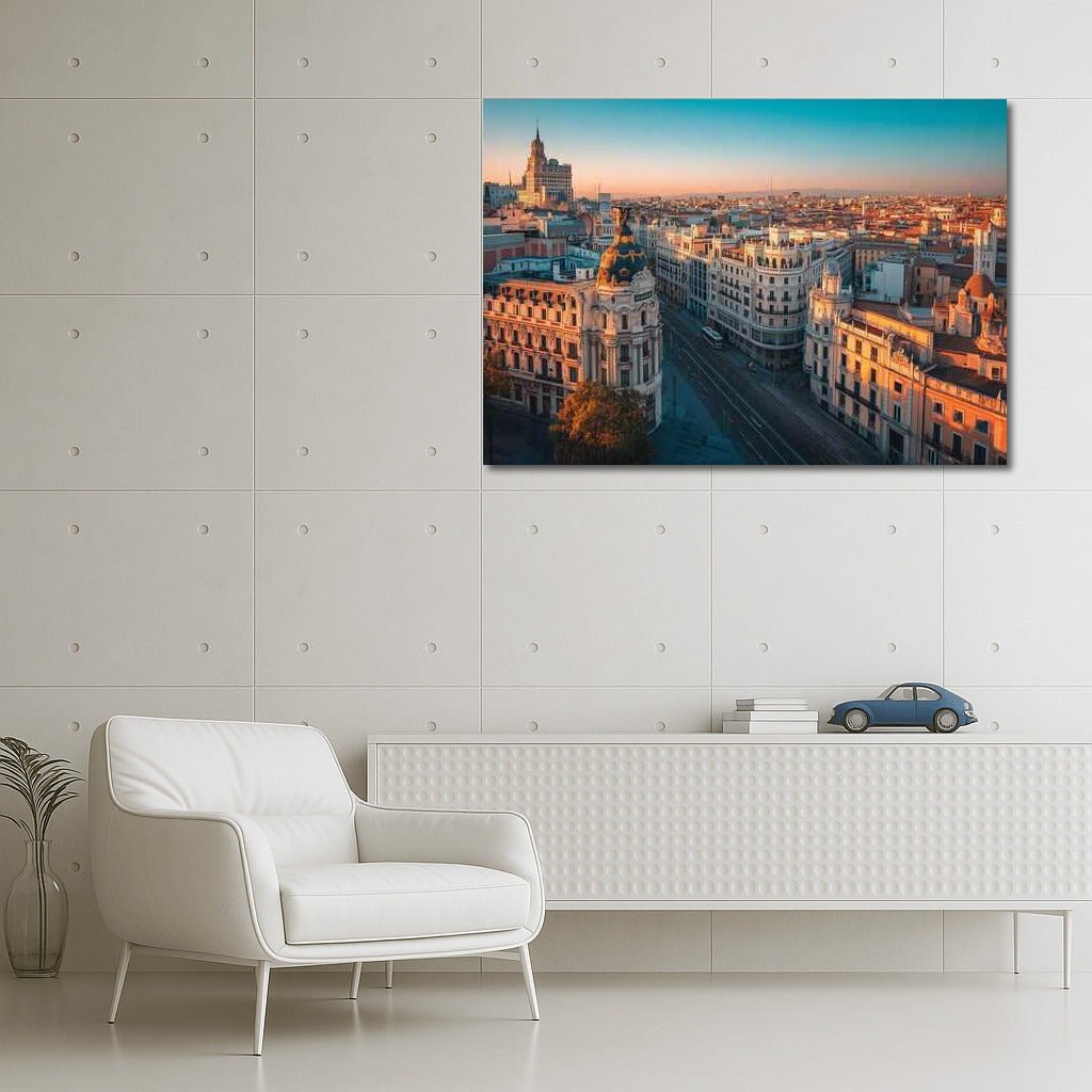 Sunset Charm of Madrid: Cityscape of Spain
