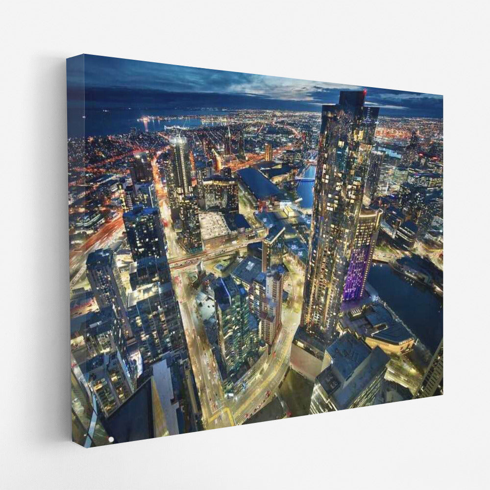 Melbourne Evening Fairytale: Cityscapes Skylines Glow