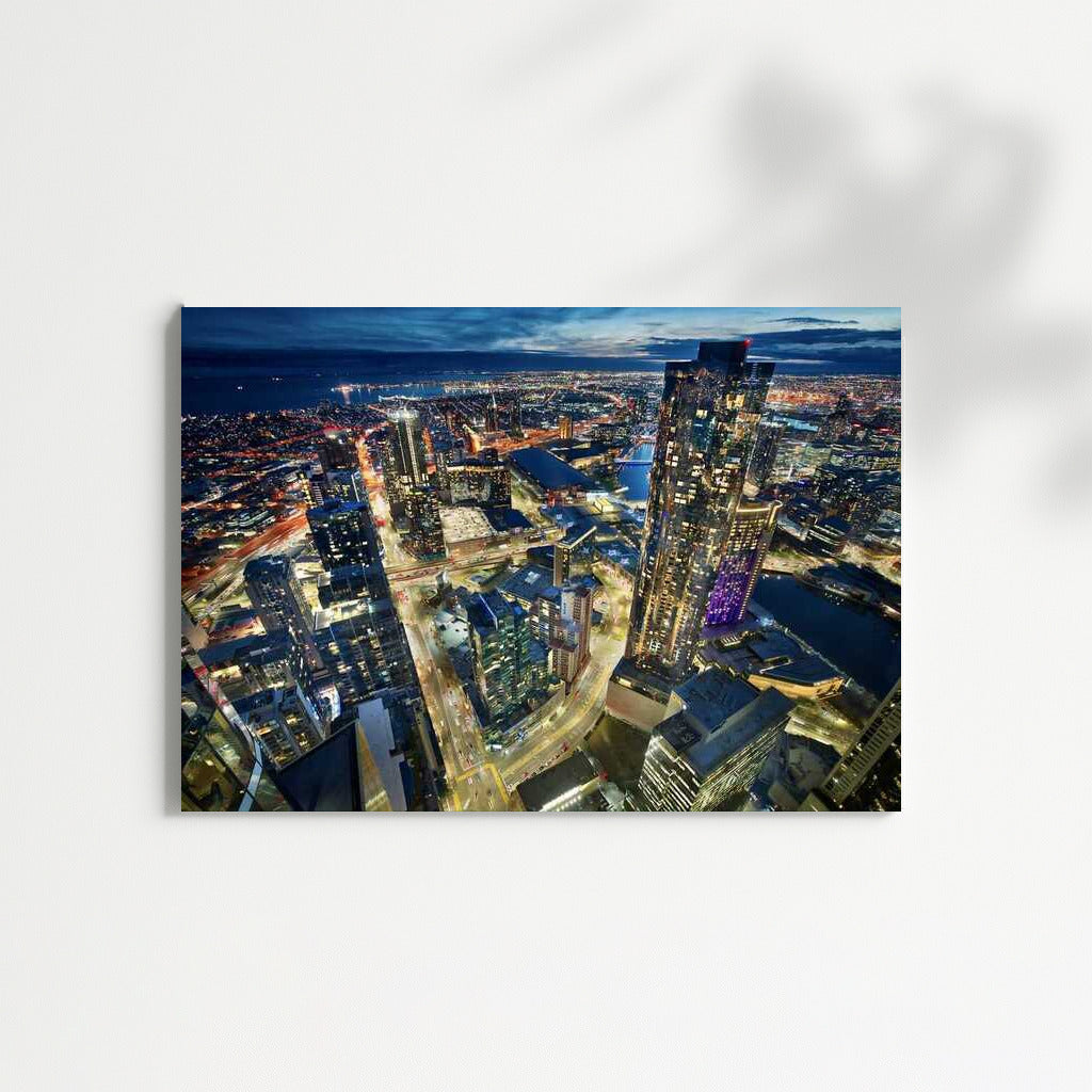 Melbourne Evening Fairytale: Cityscapes Skylines Glow