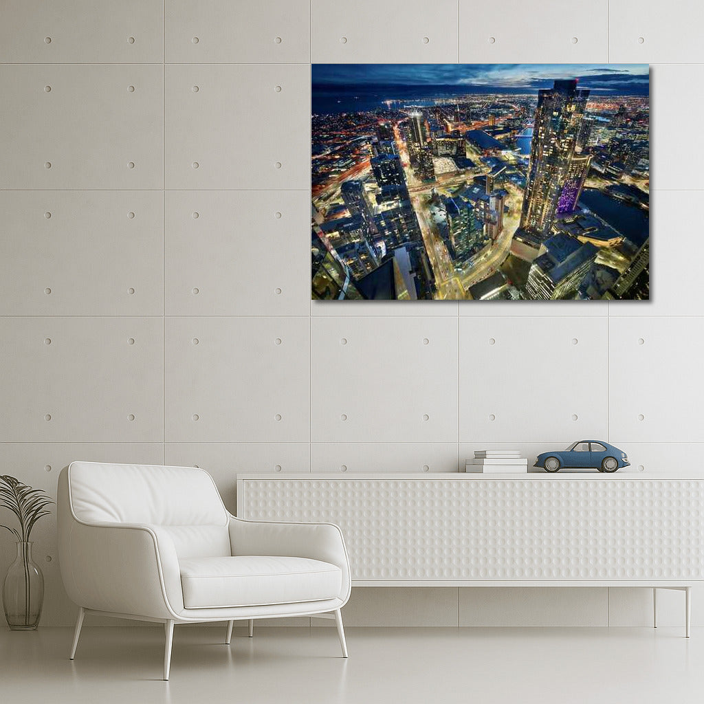 Melbourne Evening Fairytale: Cityscapes Skylines Glow