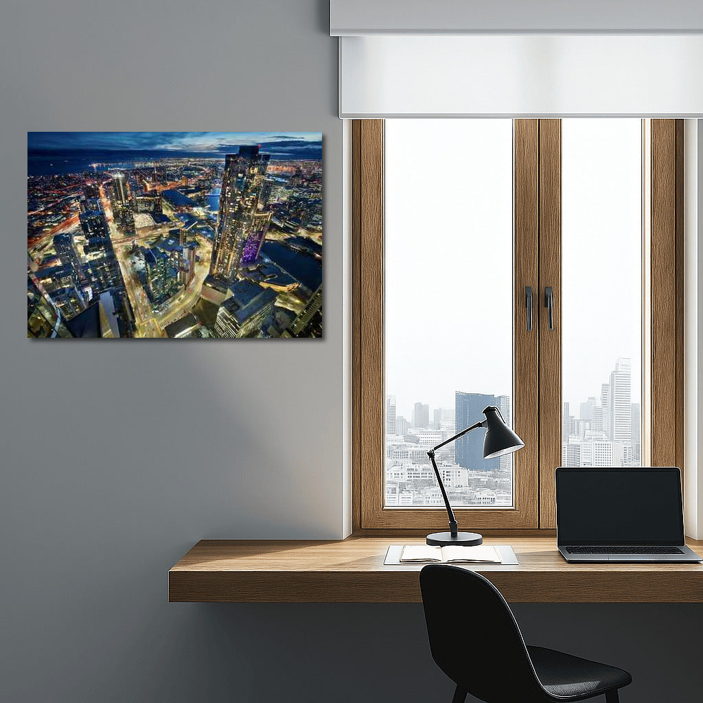 Melbourne Evening Fairytale: Cityscapes Skylines Glow