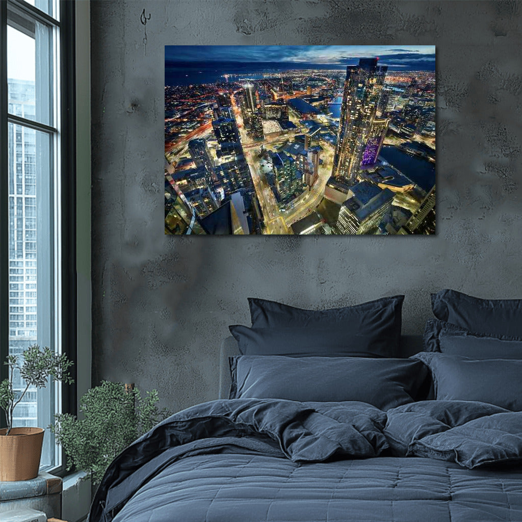 Melbourne Evening Fairytale: Cityscapes Skylines Glow
