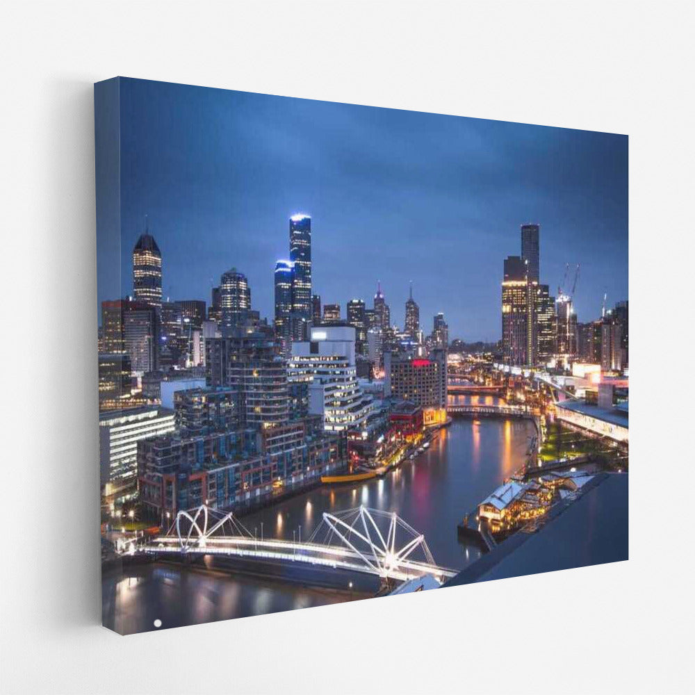 Night Charm: Melbourne Skyline in Cityscapes Skylines