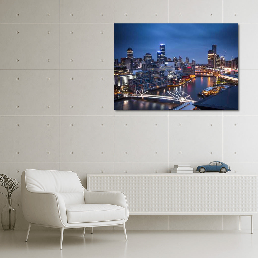 Night Charm: Melbourne Skyline in Cityscapes Skylines