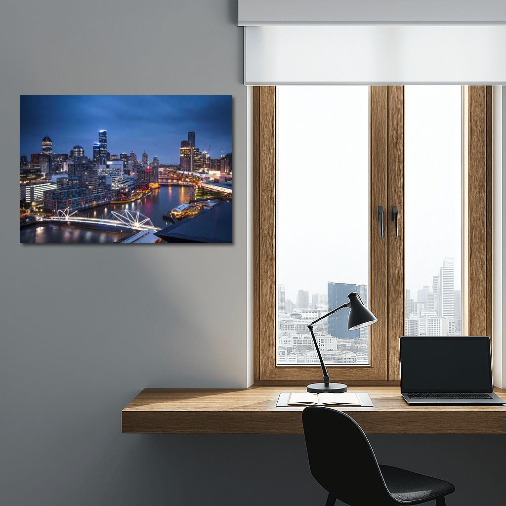 Night Charm: Melbourne Skyline in Cityscapes Skylines