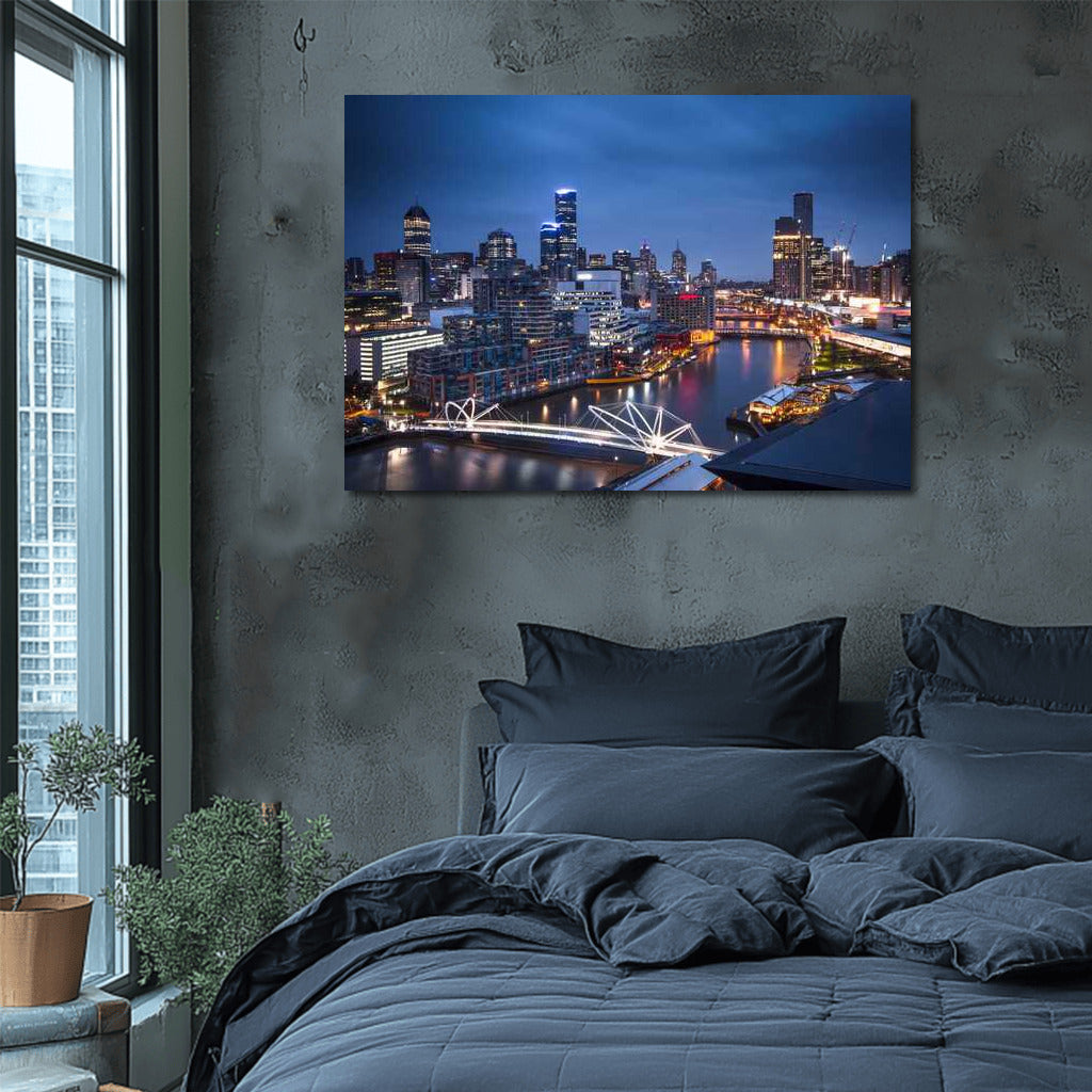 Night Charm: Melbourne Skyline in Cityscapes Skylines