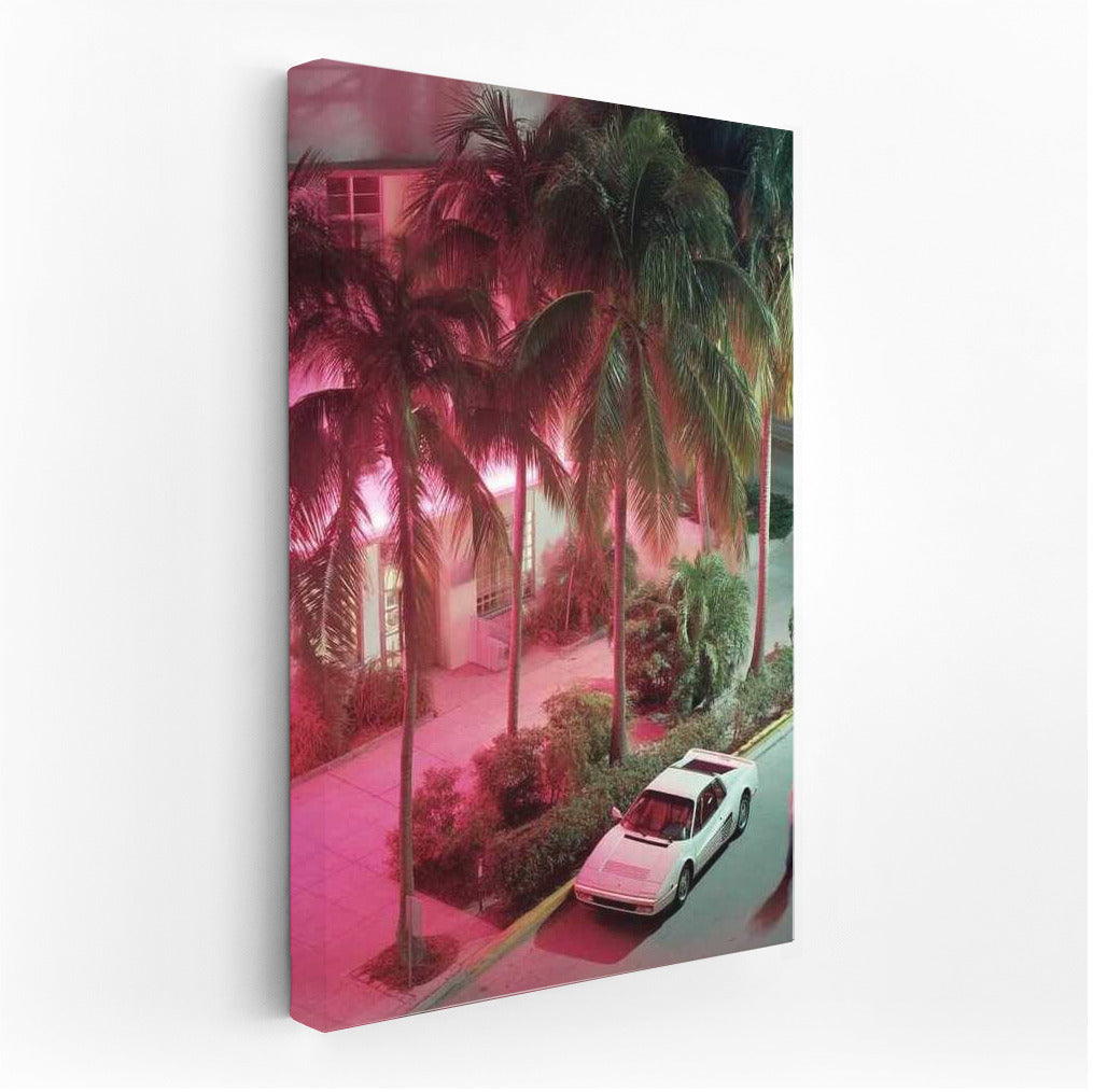 Miami Neon Glamour: Palms and Lights in the City at Night
