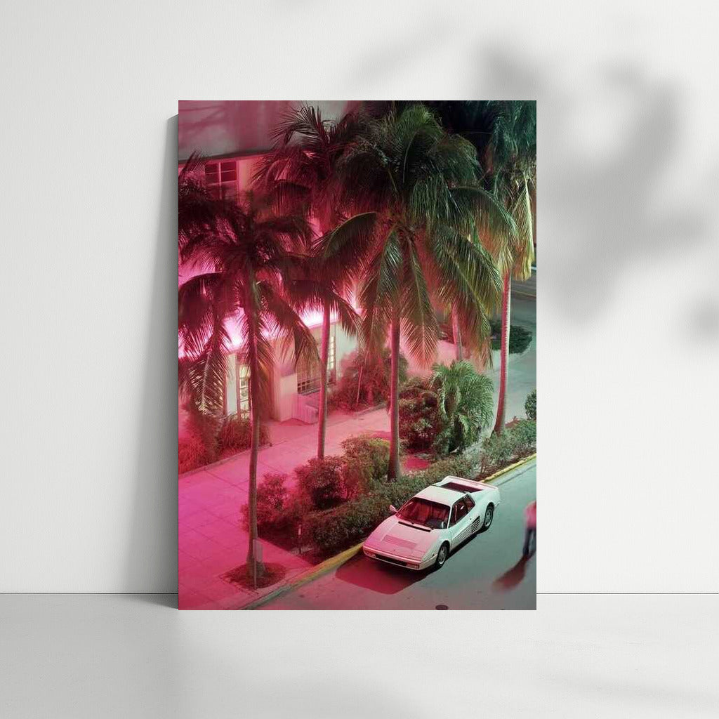 Miami Neon Glamour: Palms and Lights in the City at Night