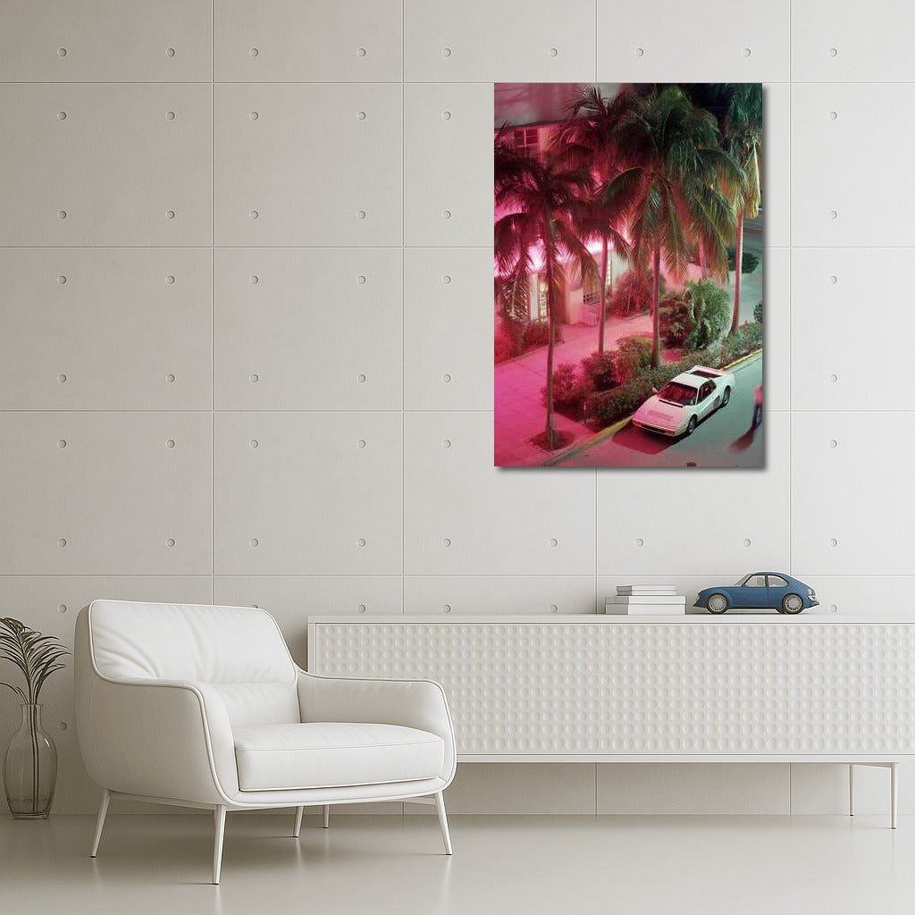 Miami Neon Glamour: Palms and Lights in the City at Night