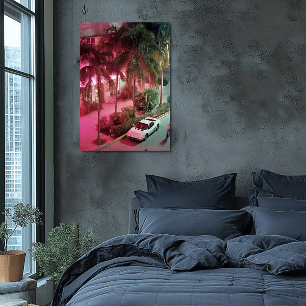 Miami Neon Glamour: Palms and Lights in the City at Night