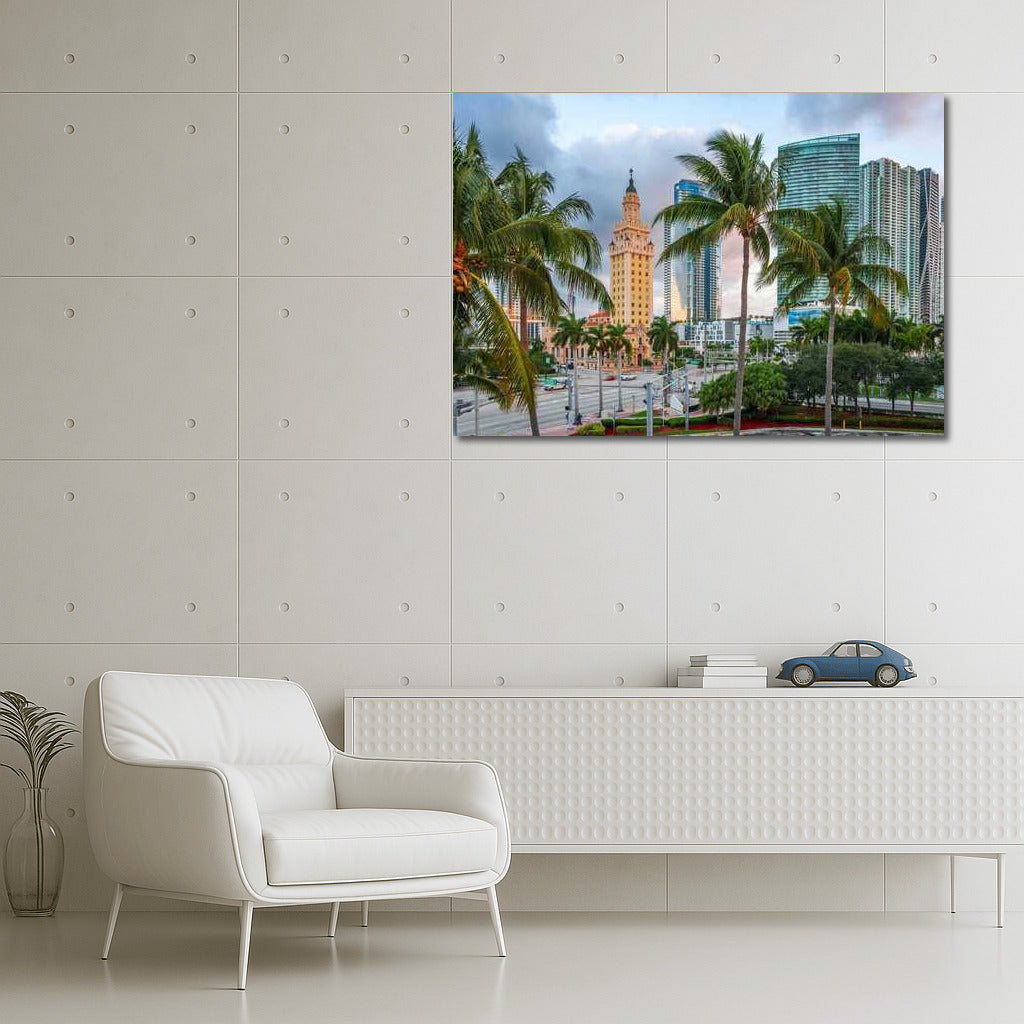 Miami: Palms and Skyscrapers in Cityscapes Skylines