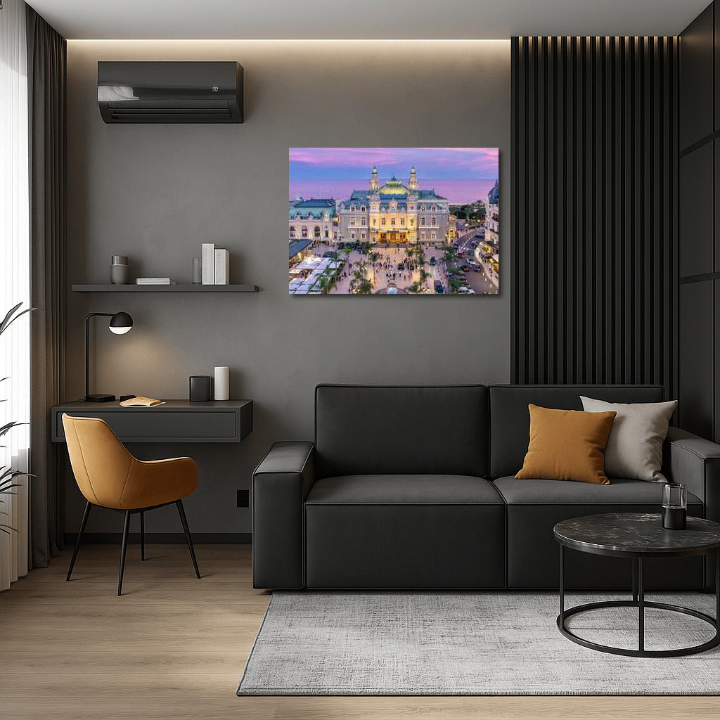 Evening Charm of Monaco: Mediterranean Luxury in Cityscapes Skylines