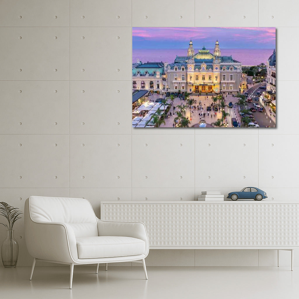 Evening Charm of Monaco: Mediterranean Luxury in Cityscapes Skylines