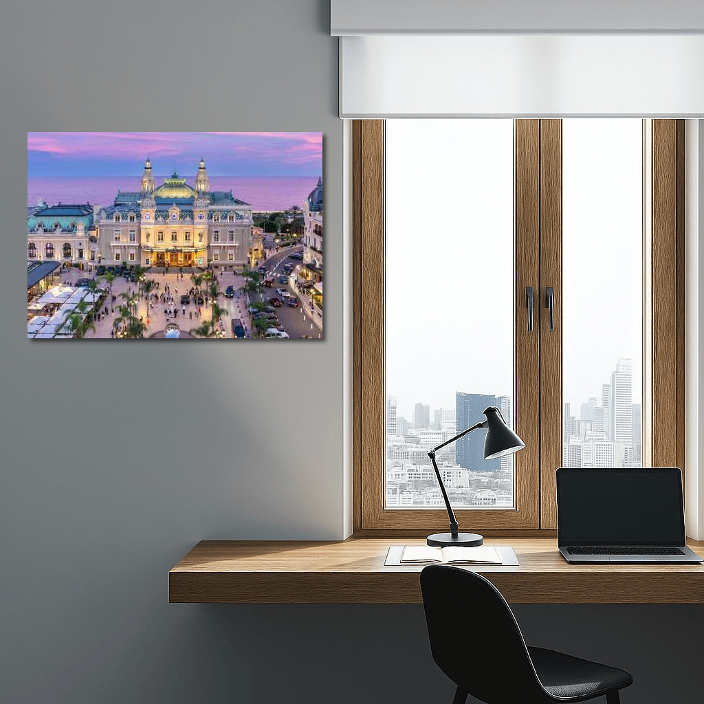 Evening Charm of Monaco: Mediterranean Luxury in Cityscapes Skylines
