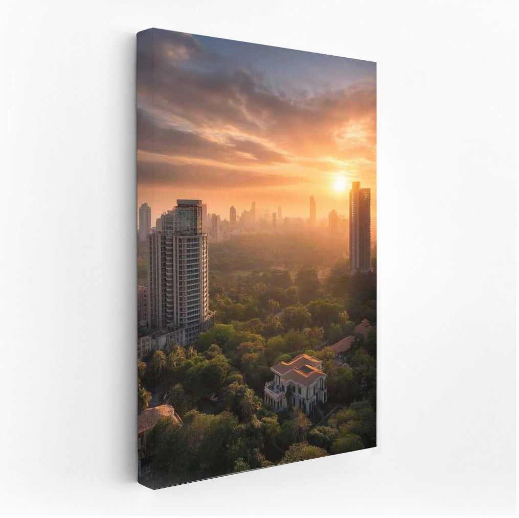 Golden Sunset Over Mumbai Skylines: The Majesty of Cityscapes Skylines