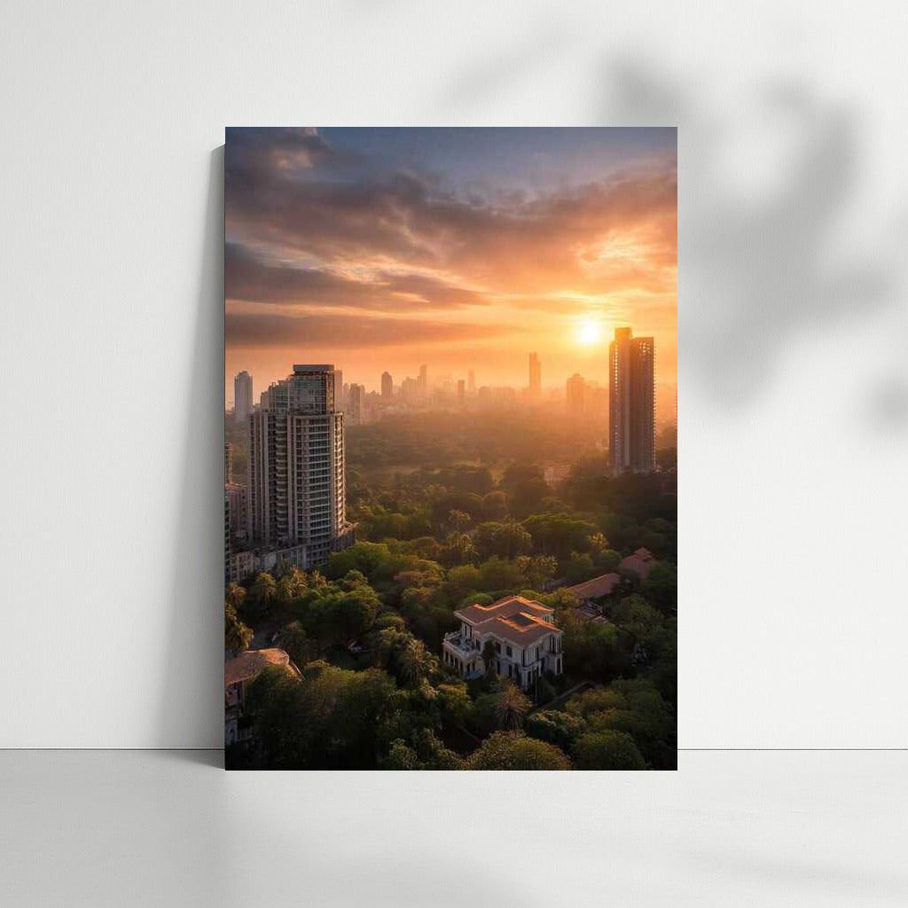 Golden Sunset Over Mumbai Skylines: The Majesty of Cityscapes Skylines