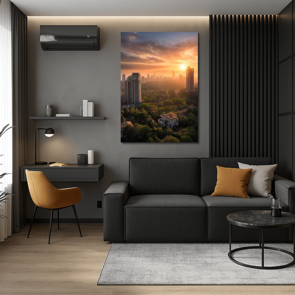 Golden Sunset Over Mumbai Skylines: The Majesty of Cityscapes Skylines