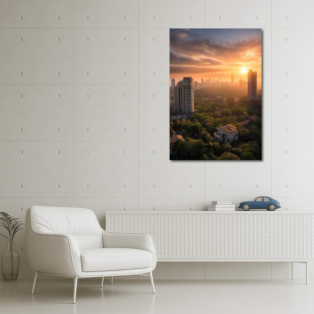 Golden Sunset Over Mumbai Skylines: The Majesty of Cityscapes Skylines
