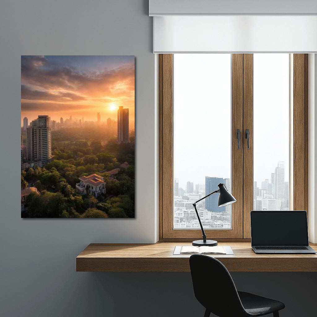 Golden Sunset Over Mumbai Skylines: The Majesty of Cityscapes Skylines