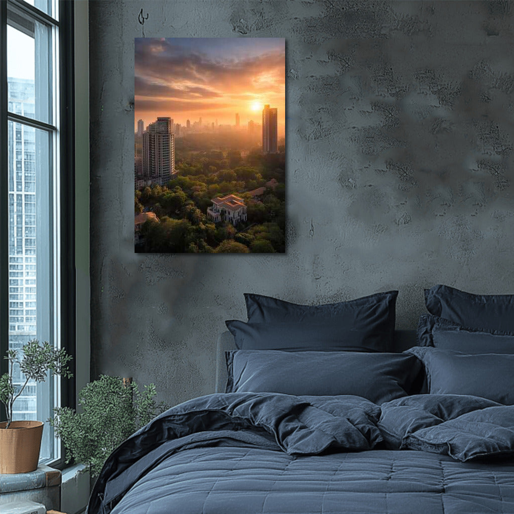 Golden Sunset Over Mumbai Skylines: The Majesty of Cityscapes Skylines