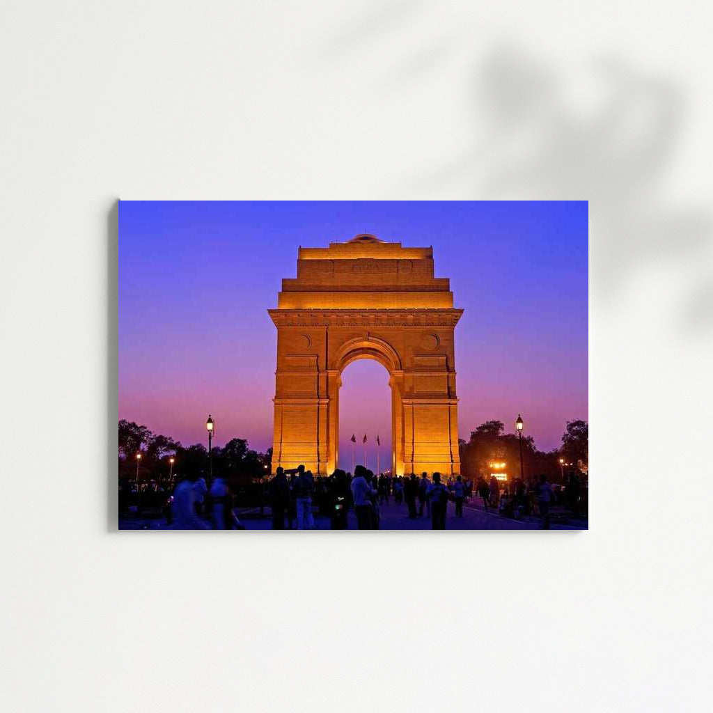 New Delhi Sunset Glow: A Vibrant Silhouette in the Evening Sky