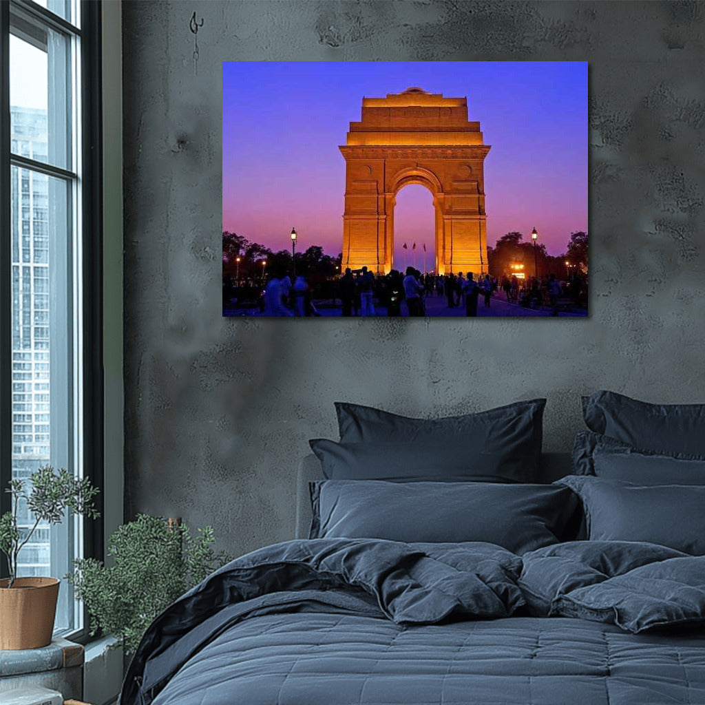New Delhi Sunset Glow: A Vibrant Silhouette in the Evening Sky