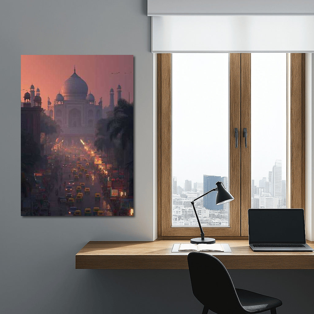 New Delhi Sunset Silhouette: Cityscape