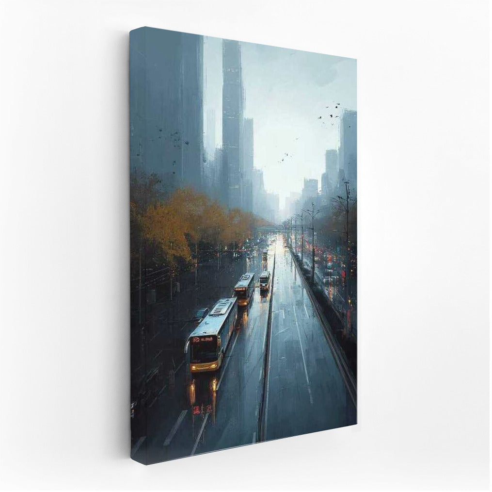 Megapolis in the Rain: City Panoramas and Streets