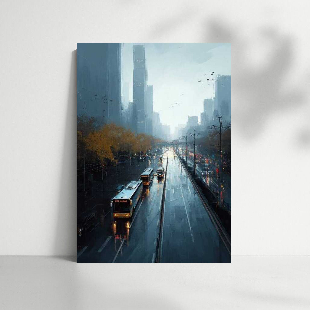 Megapolis in the Rain: City Panoramas and Streets